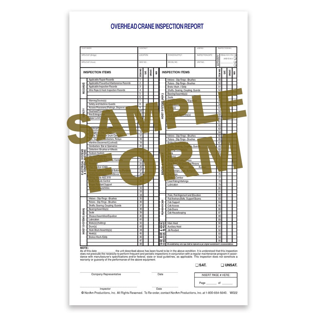 Gantry Crane Inspection Form at Zoe Mehaffey blog